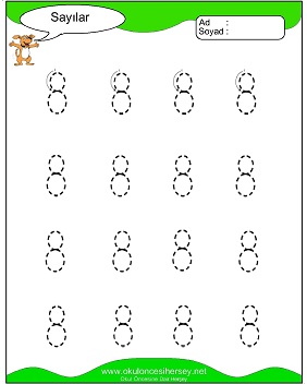 okul öncesi 1 sayısı çizgi çalışması